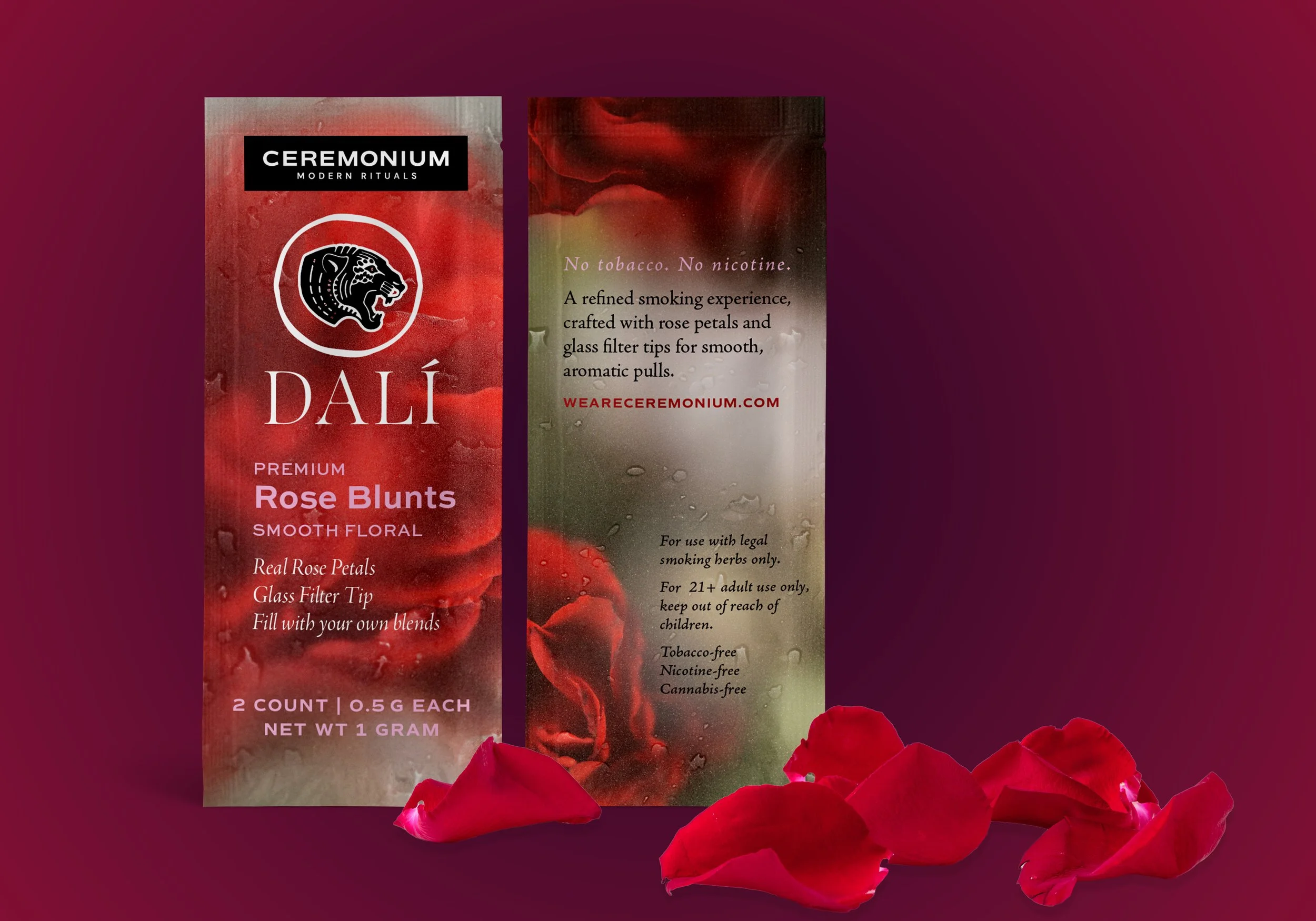 Custom sachet packaging design design for rose blunt wraps digitally printed pouch design