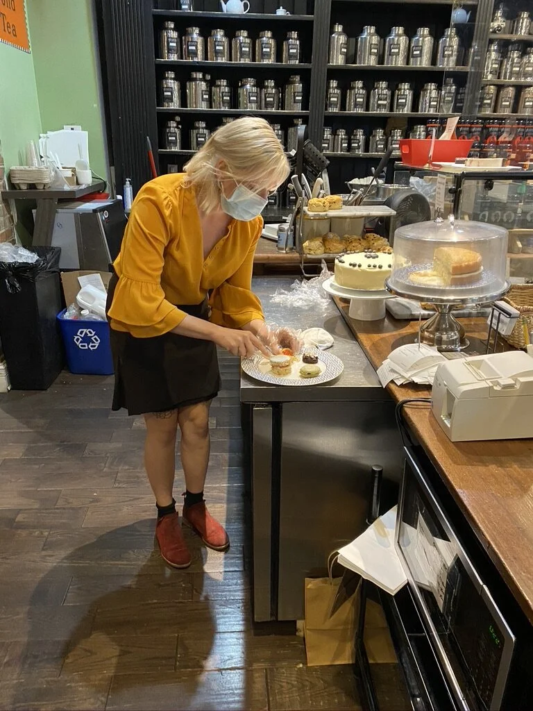 Assembling the new vegan pastries at The London Tea Merchant