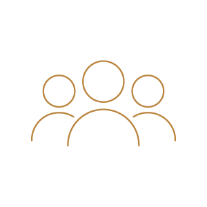 Icon of three people in a group, with one person in the center and two others on either side.