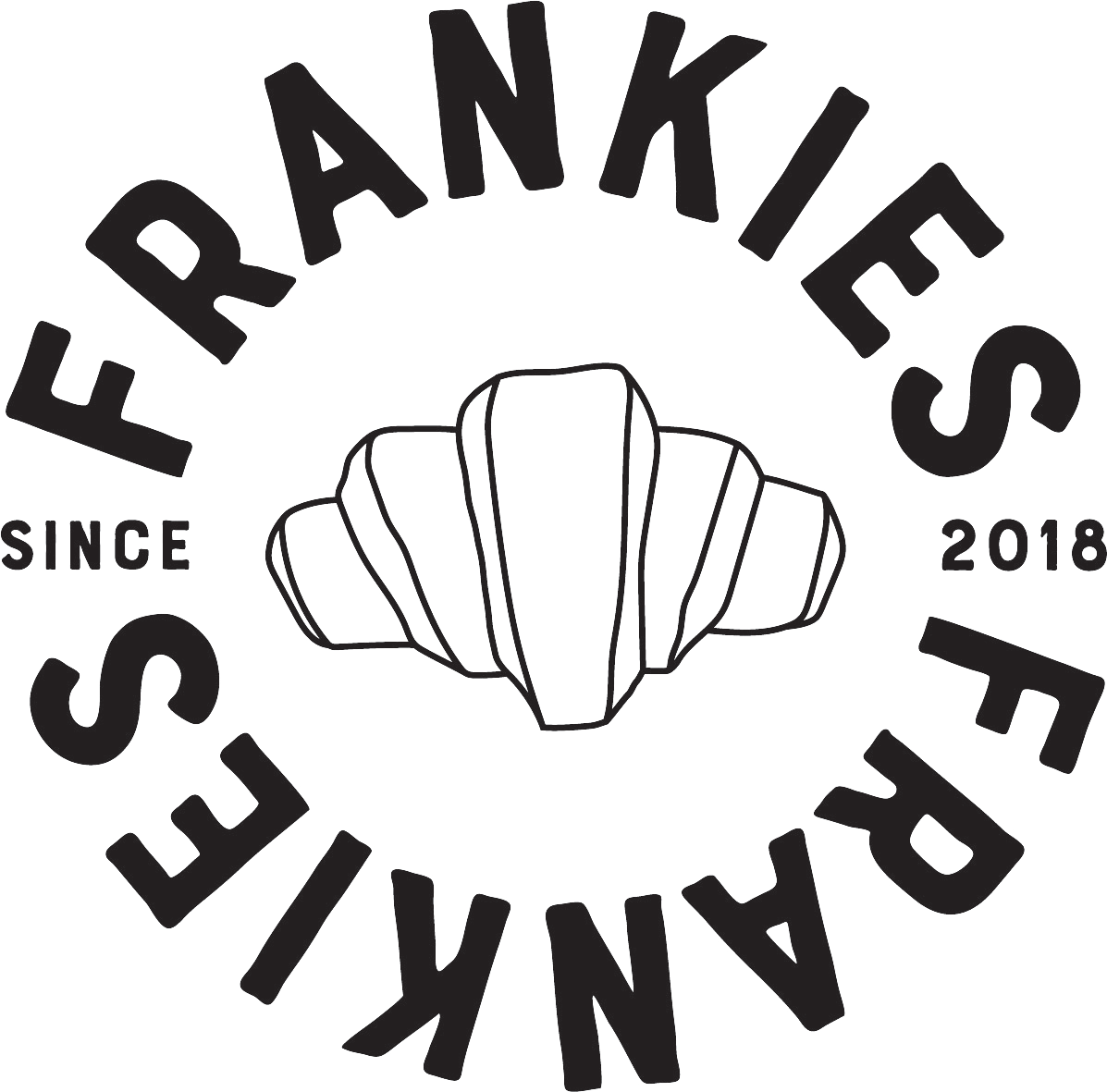Black and white logo for Frankies bakery