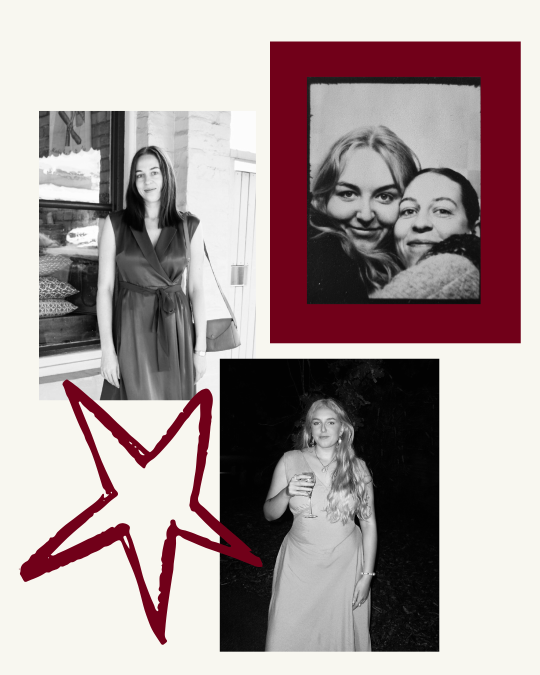 Collage of photos of two women