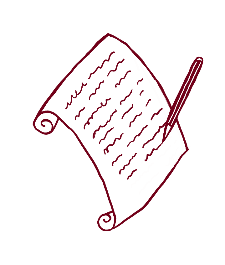 Drawing of pen writing on paper