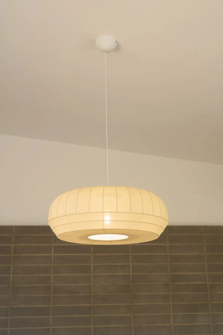 Light hanging from roof in house