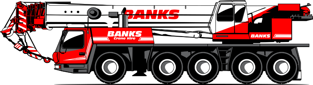 Banks 100t mobile crane specification graphic