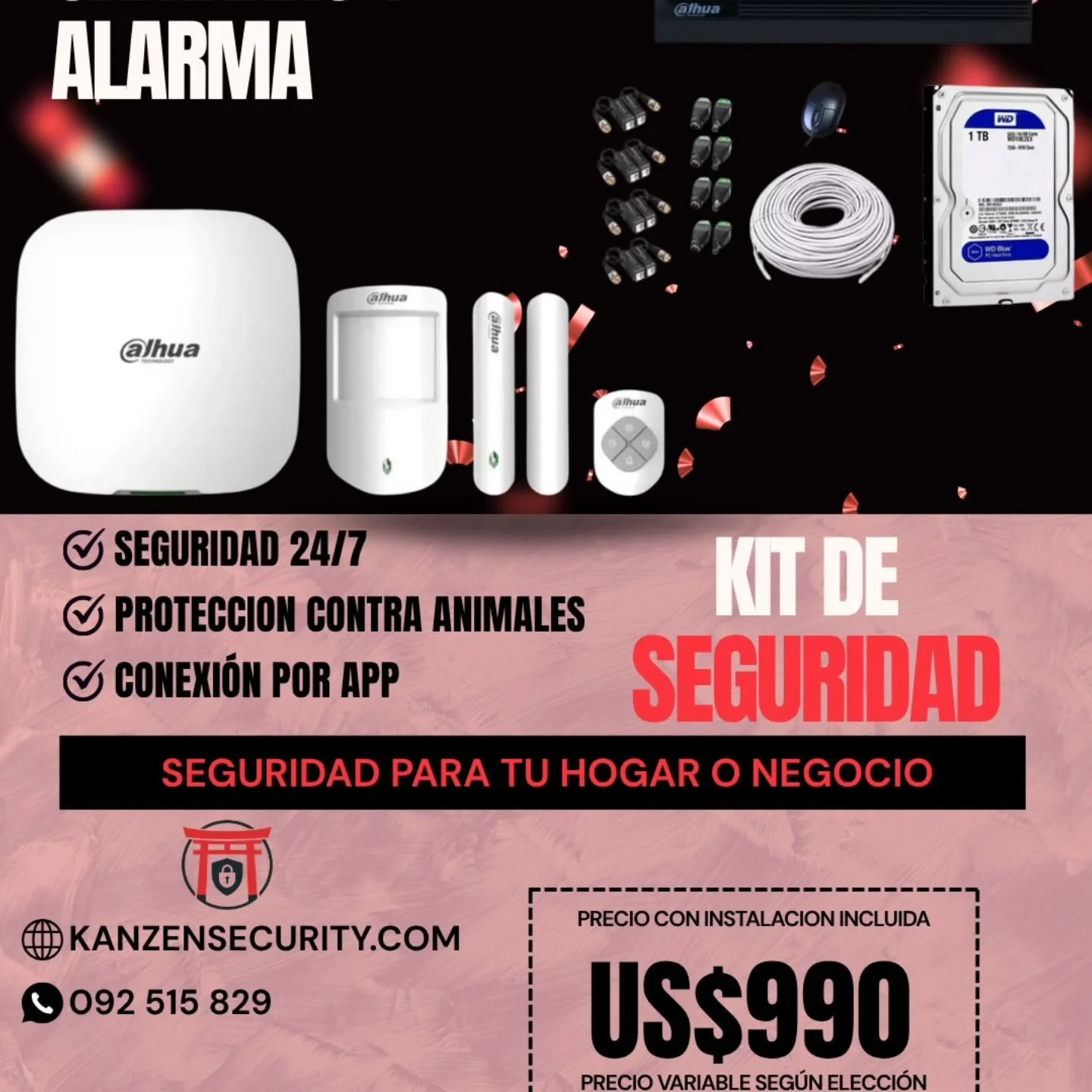 🛡️ Combo Seguridad Premium Dahua: 4 C&aacute;maras Full HD + Alarma Inal&aacute;mbrica (Llave en Mano) 🚨
&iexcl;Protege tu casa o negocio hoy mismo con un sistema profesional de primera marca internacional! Sin contratos ocultos, sin mensualidades 
