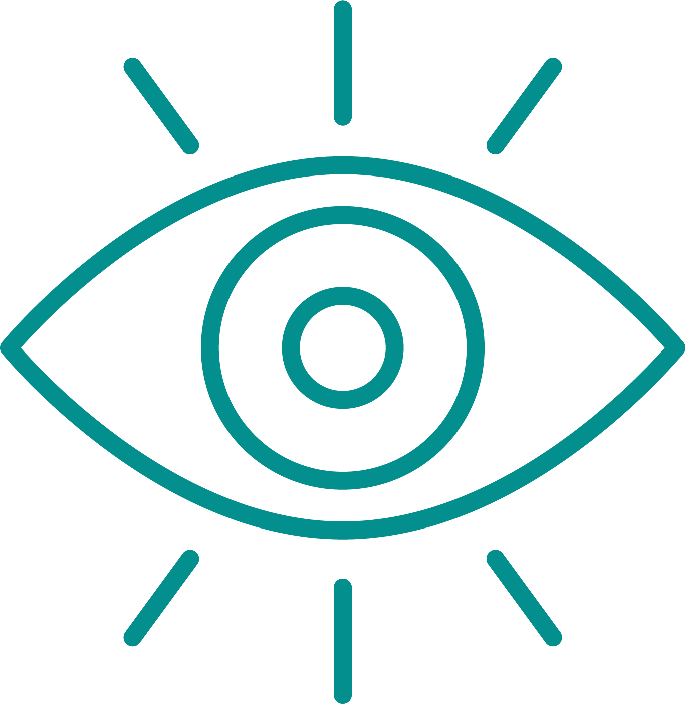 Line drawing of an eye with radiating lines around it, representing surveillance or observation.