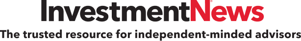 Investment News logo with black and red text reading 'Investment News' and tagline 'The trusted resource for independent-minded advisors'