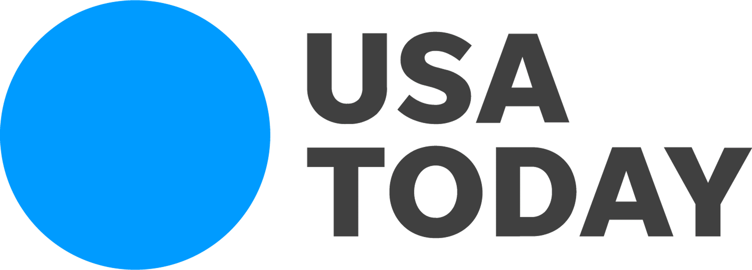 Blue circle logo with black text reading 'USA TODAY' to the right of the circle.