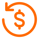 A dollar sign inside a circular arrow, symbolizing money recycling or financial flow.
