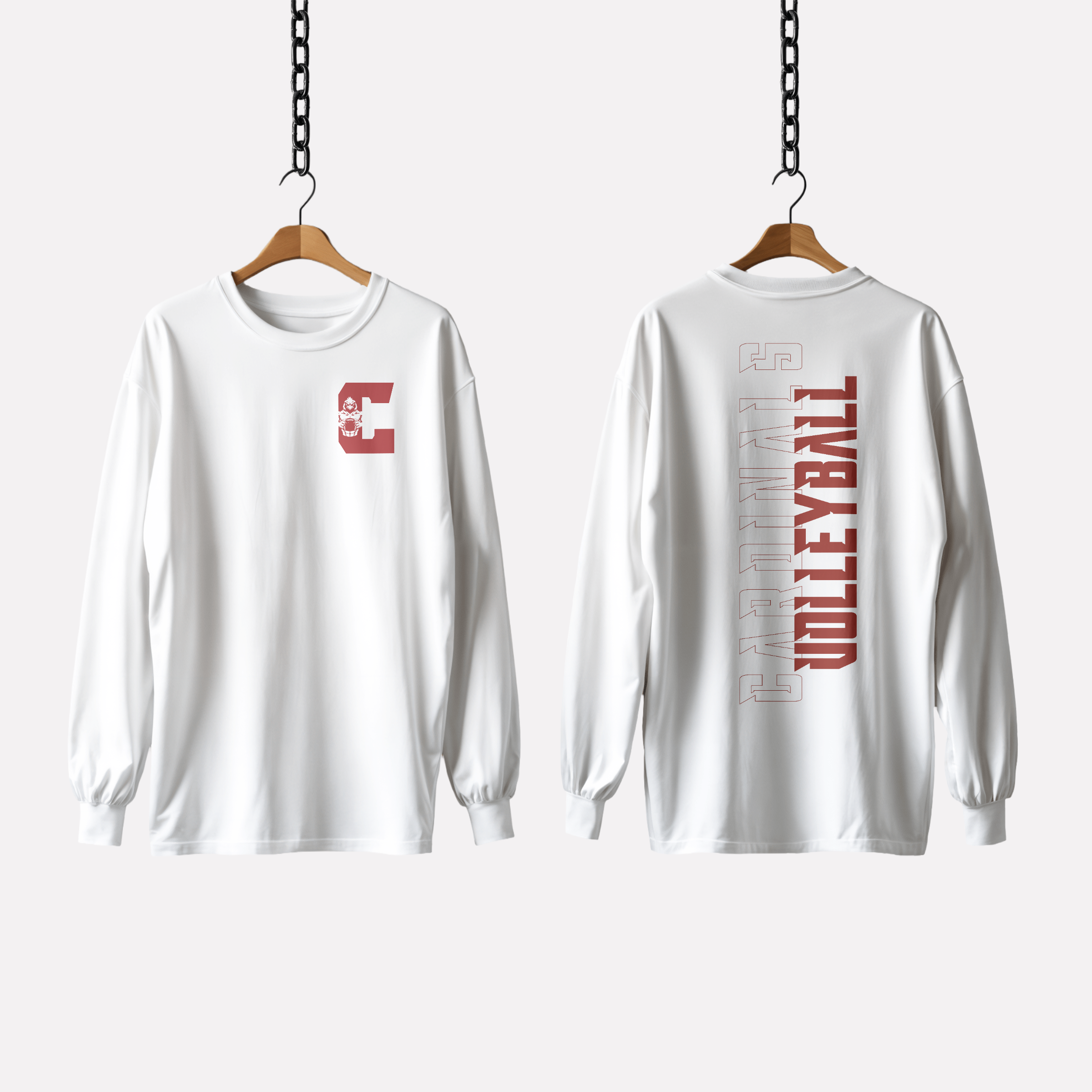 Volleyball Chest and Back Bold Letters Long Sleeve Shirt