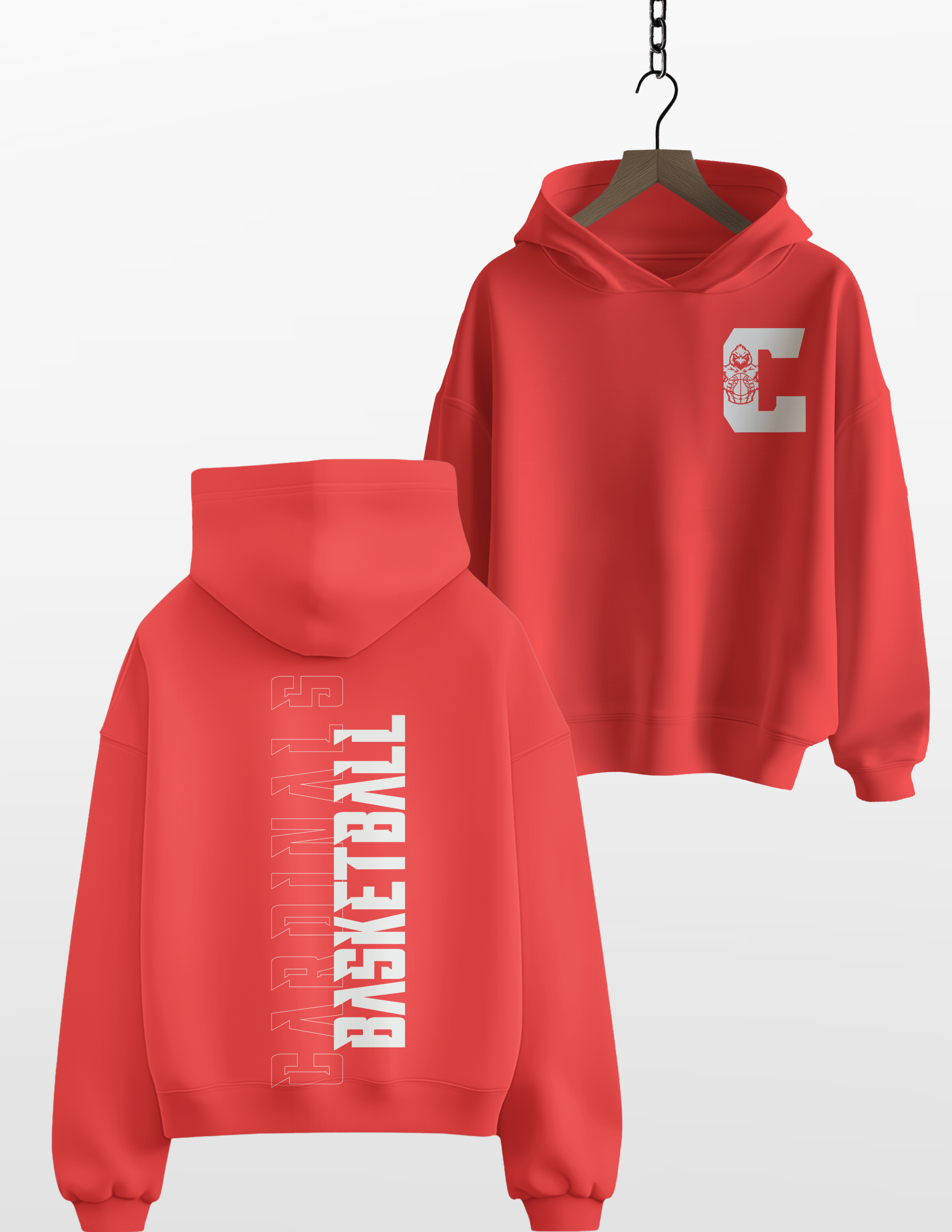 Basketball Chest and Bold Letters Hoodie and Crewneck