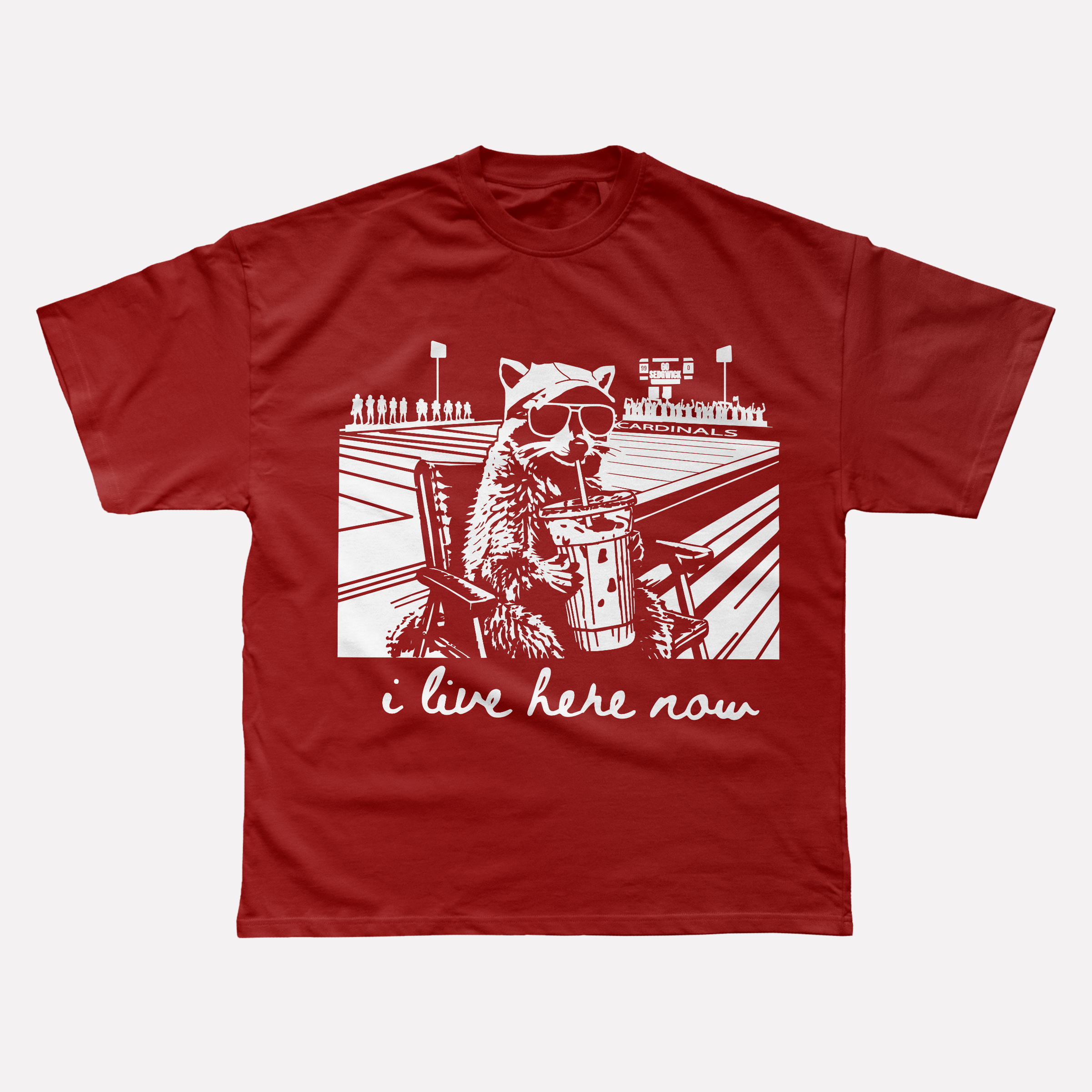 I Live Here Football Adult T-Shirt
