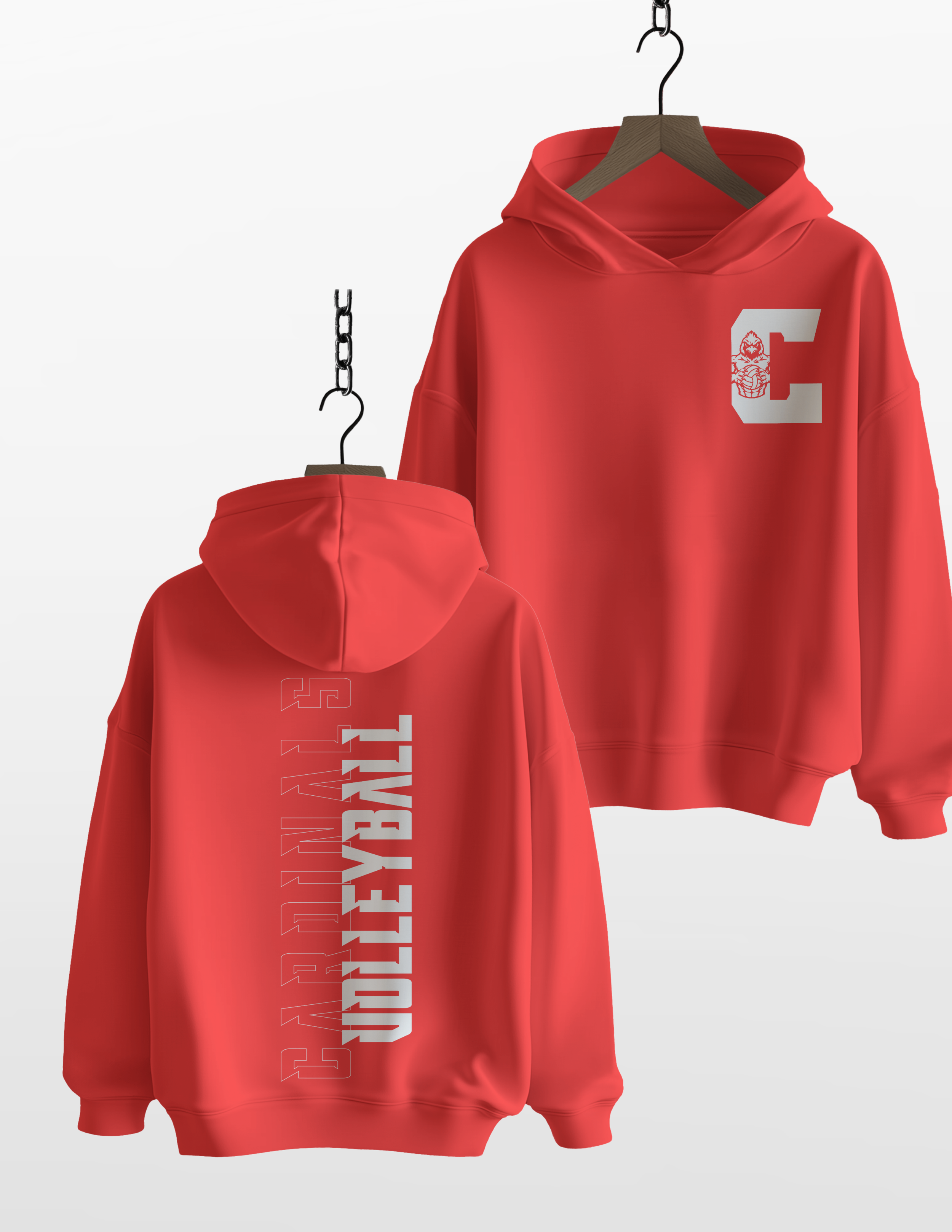 Volleyball Chest and Back Bold Letter Hoodie and Crewneck