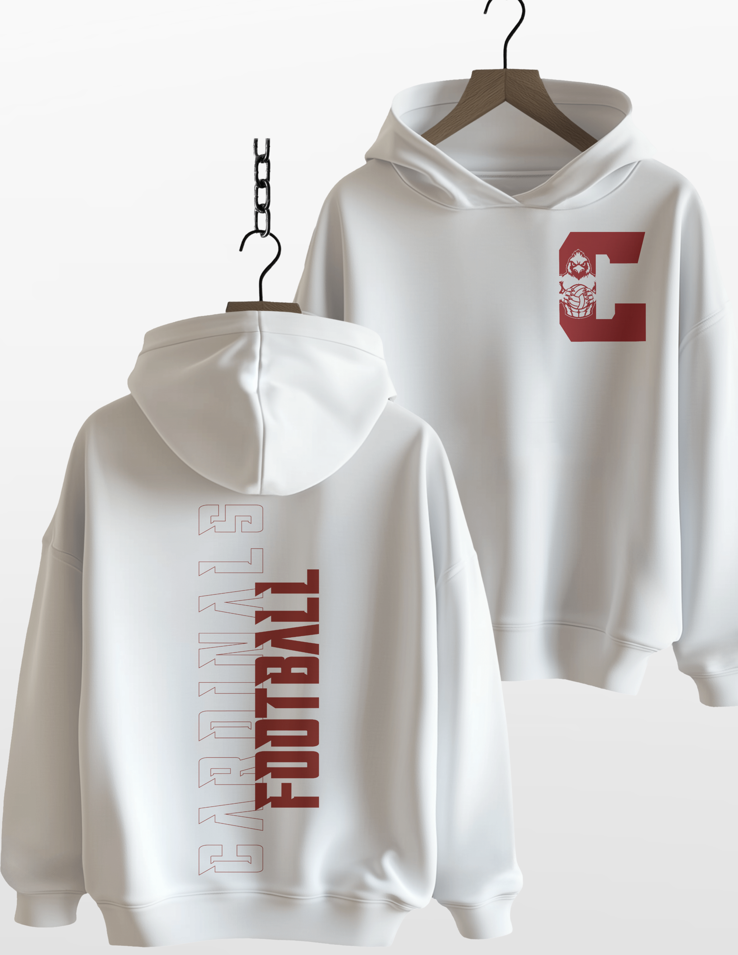 Football Chest and Back Bold Letter Hoodie and Crewneck