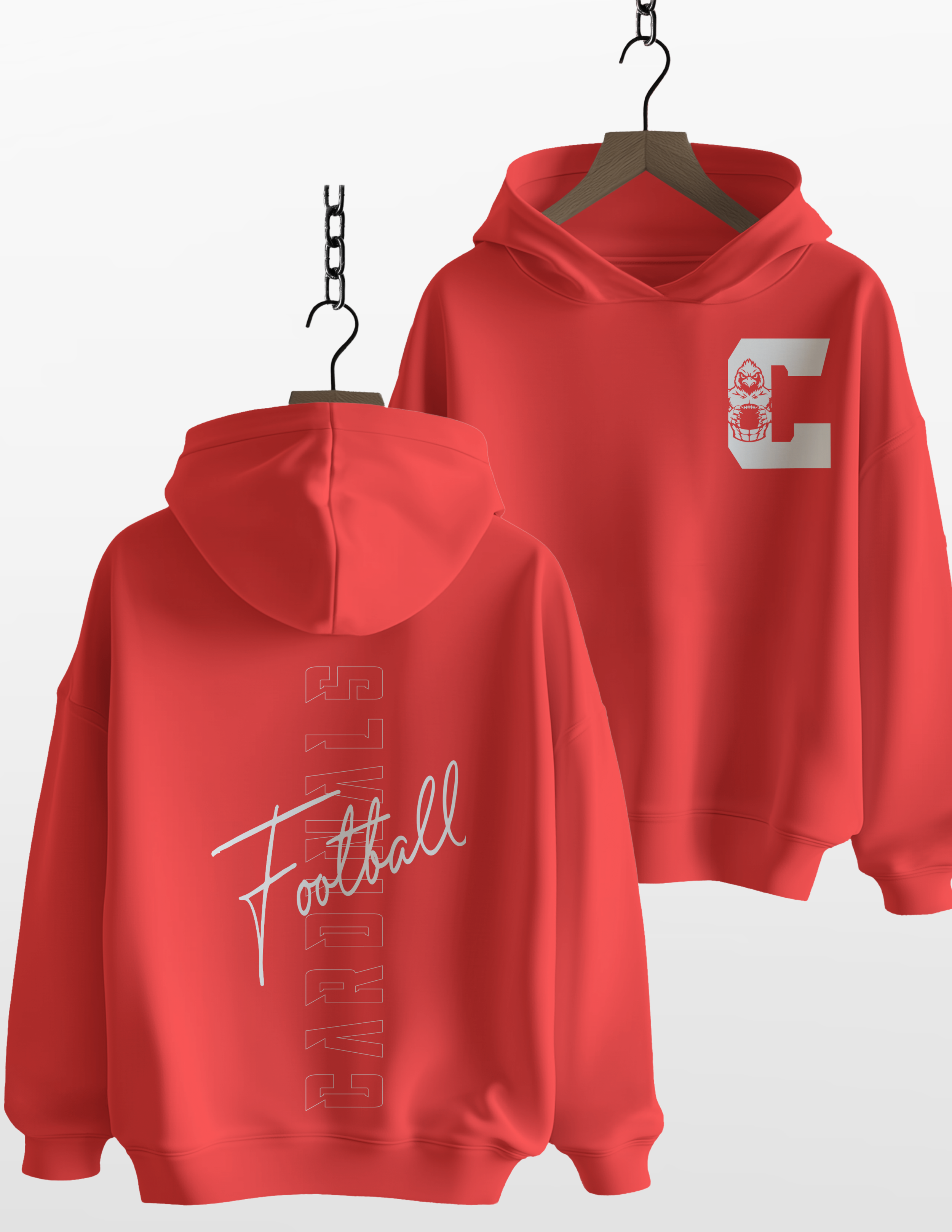 Football Chest and Back Cursive Hoodie and Crewneck