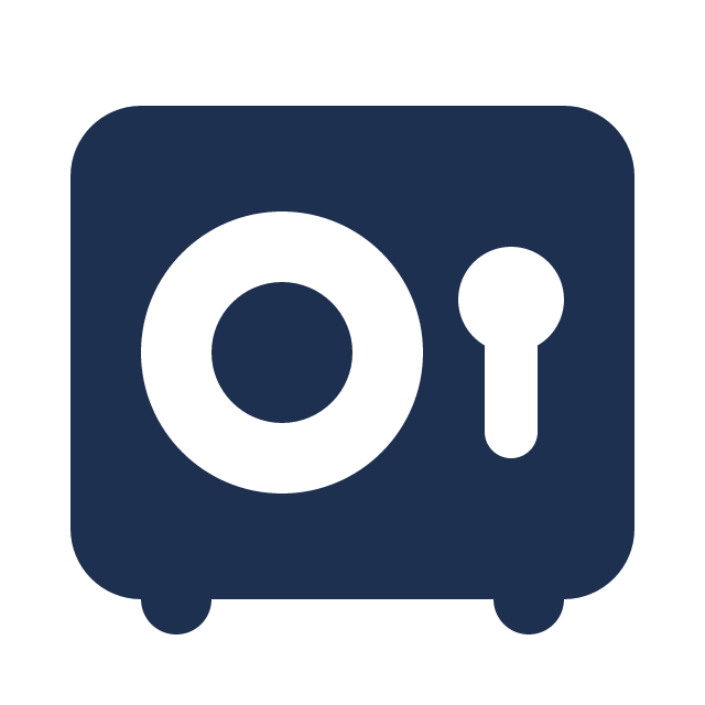 Icon of a safe, indicating security or safety.
