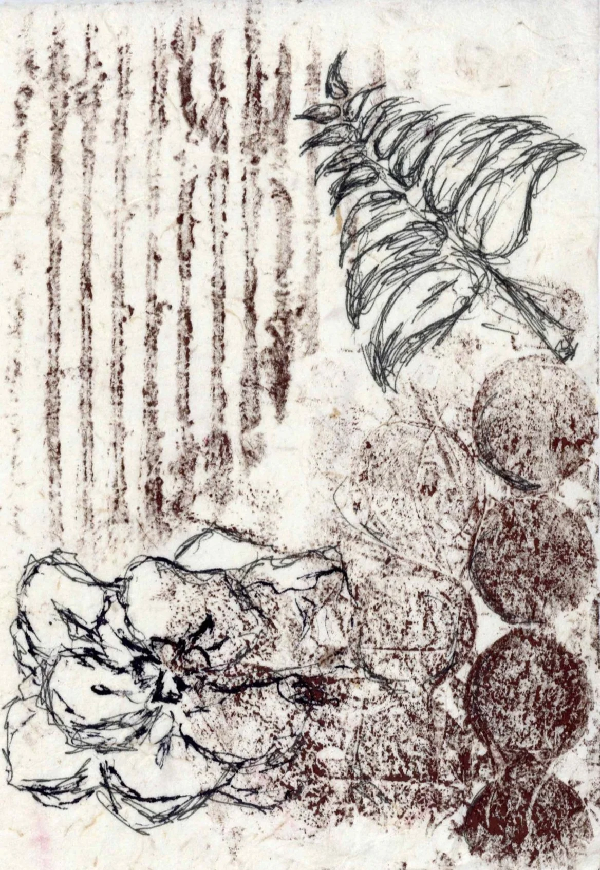 Forace, 2026, Monoprint, ink and oil pastel, 44.4cm x 63.0 cm