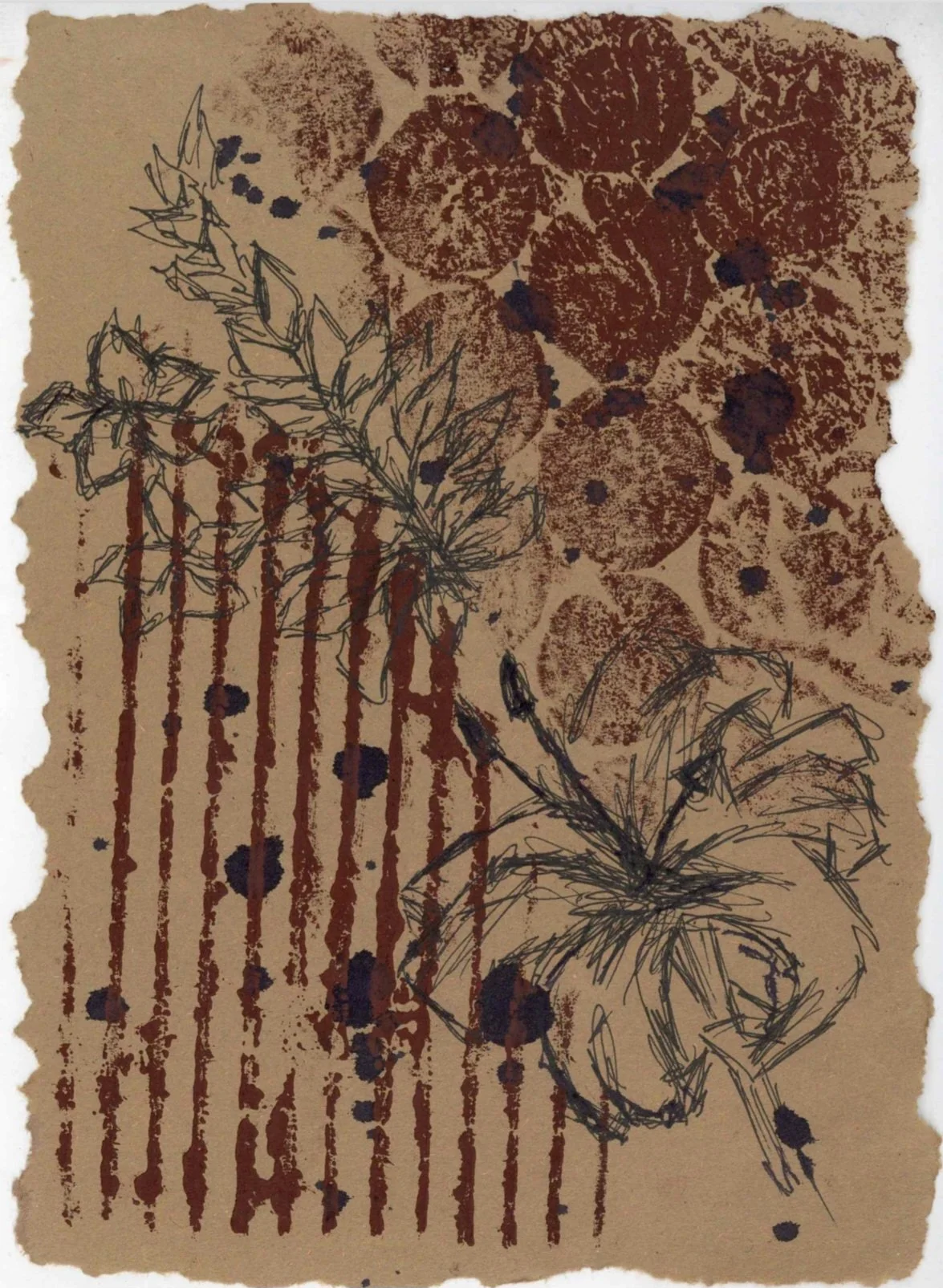 Forace, 2026, Monoprint, ink and oil pastel, 44.4cm x 63.0 cm