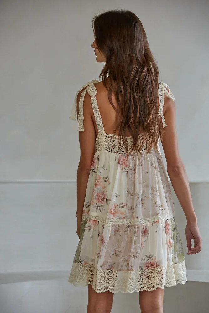 Romantic Rose Lace Chiffon Dress Back.webp