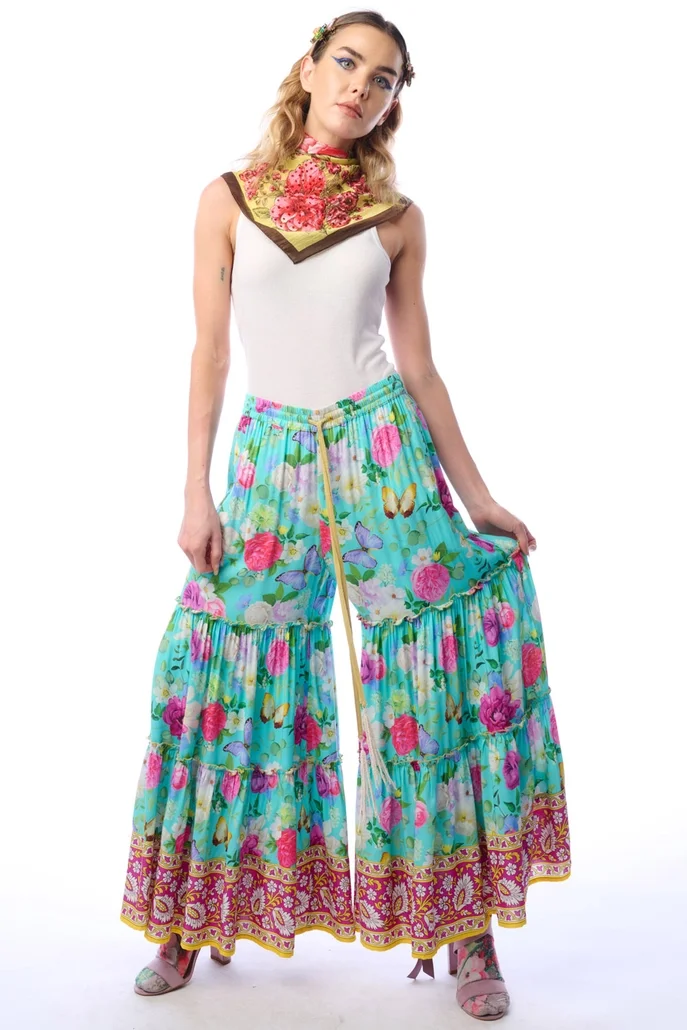 Butterfly Mint Garden Ruffle Pants
