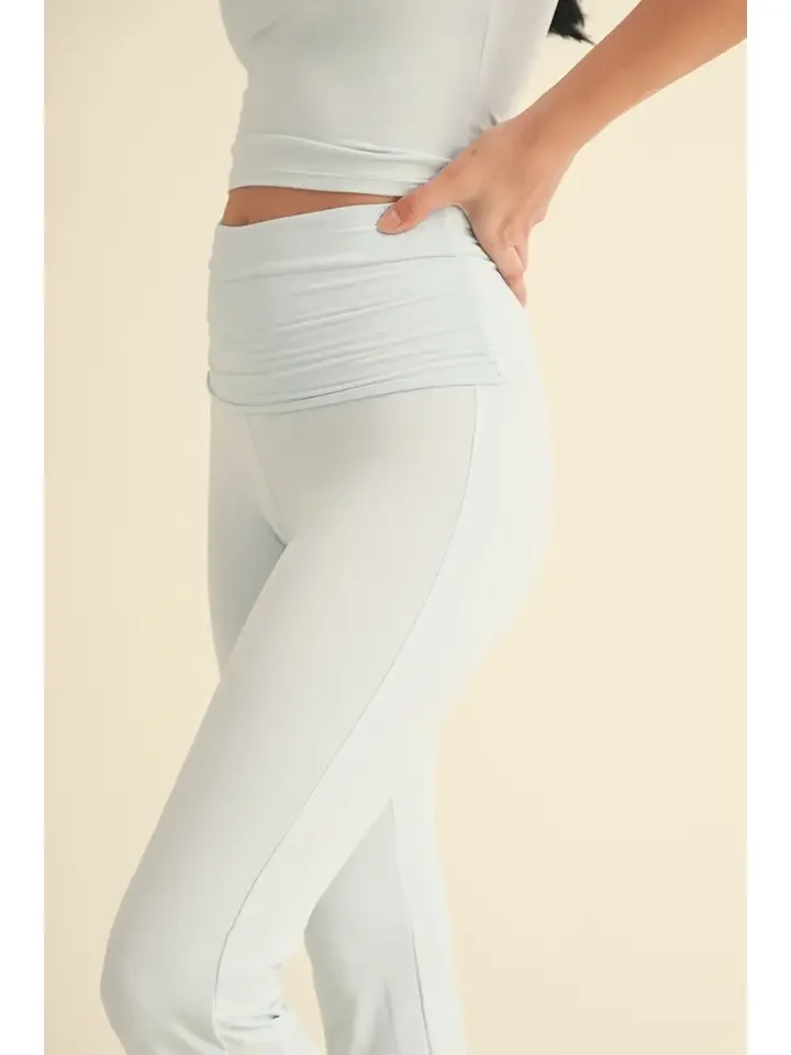 Baby Blue Foldover Waist Yoga Pants