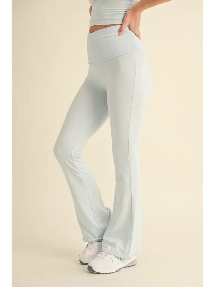 Baby Blue Foldover Bootcut Yoga Pants Side.webp