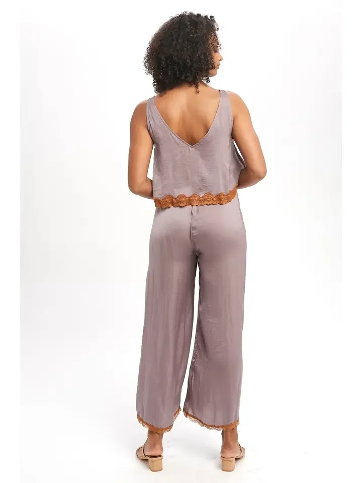 Dusty Lavender Satin and Lace Jumpsuit Back.webp