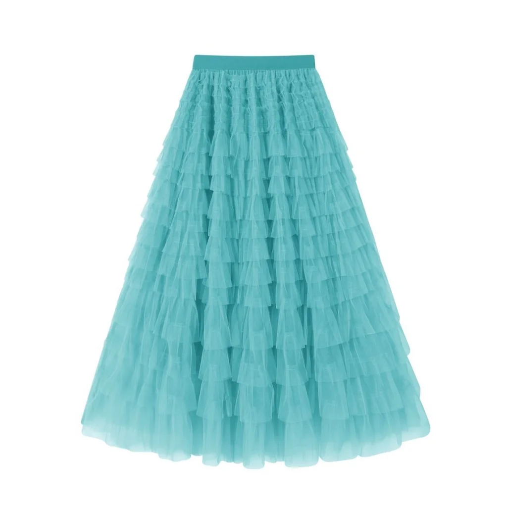 Aqua Tiered Skirt.webp