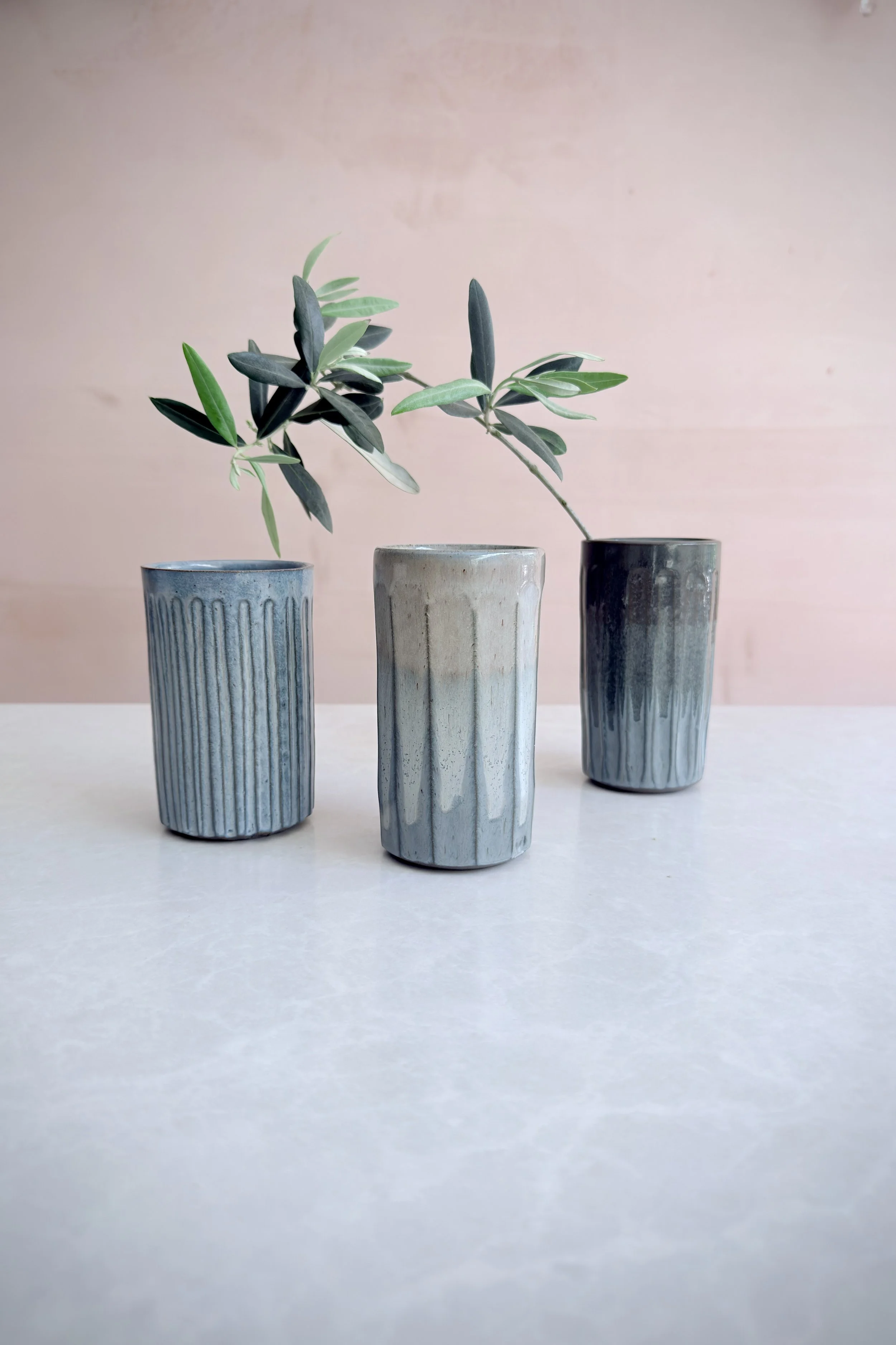 Fluted and Faceted Bud Vases