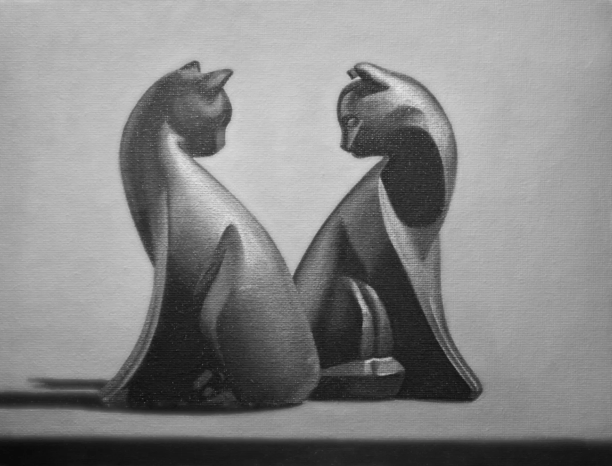 Twin Cats_Block 1, part 19. Value, edge, reflections and highlights.