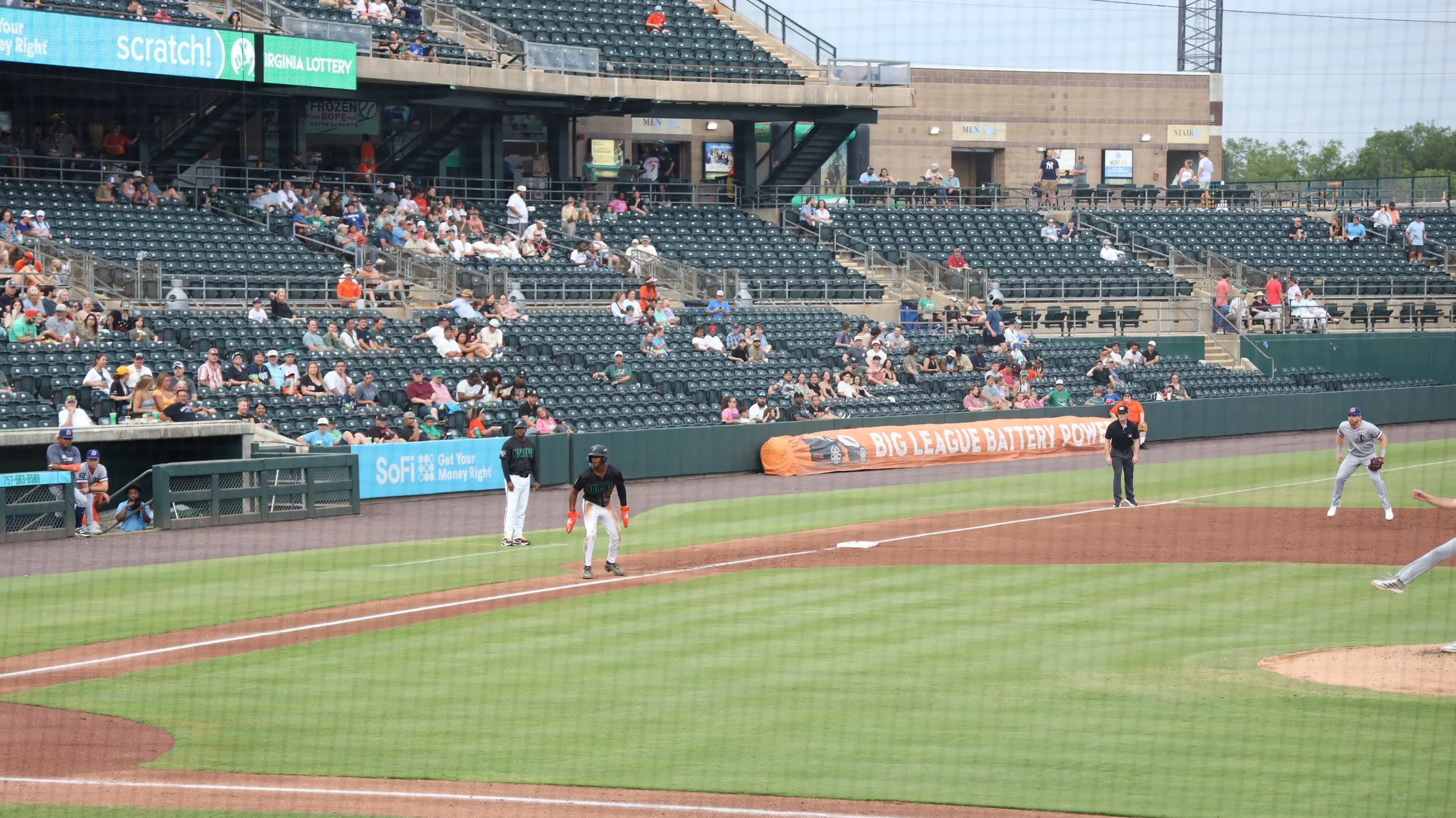 Norfolk, Virginia, 26 June 2026 - Anticipation: Enrique Bradfield Jr. leads off from third. Photo: Jesse Ankney