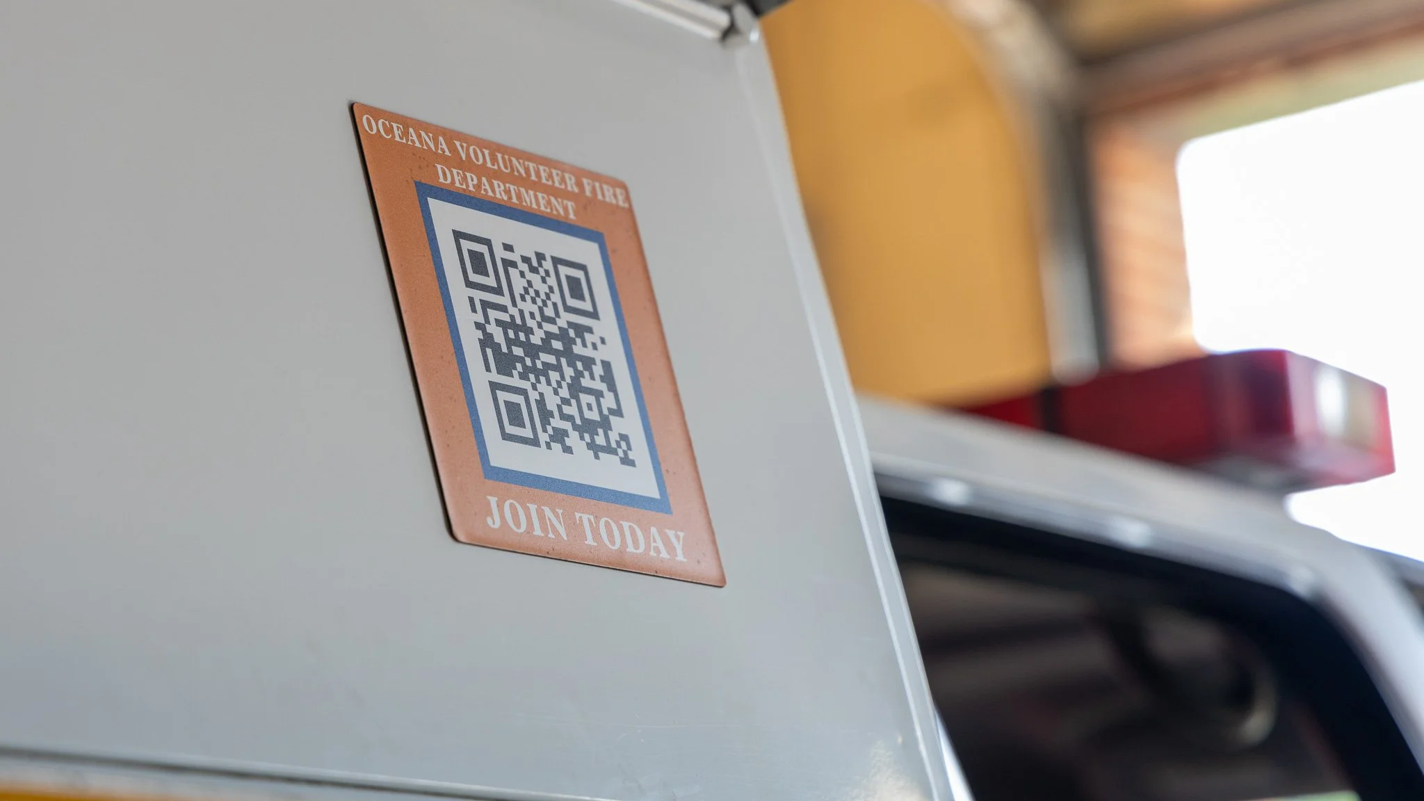 Virginia Beach, Virginia, 4 July 2026 -- Join Up: A sticker on the side of the OVFD support truck encouraging viewers to volunteer. Photo: Jesse Ankney. 