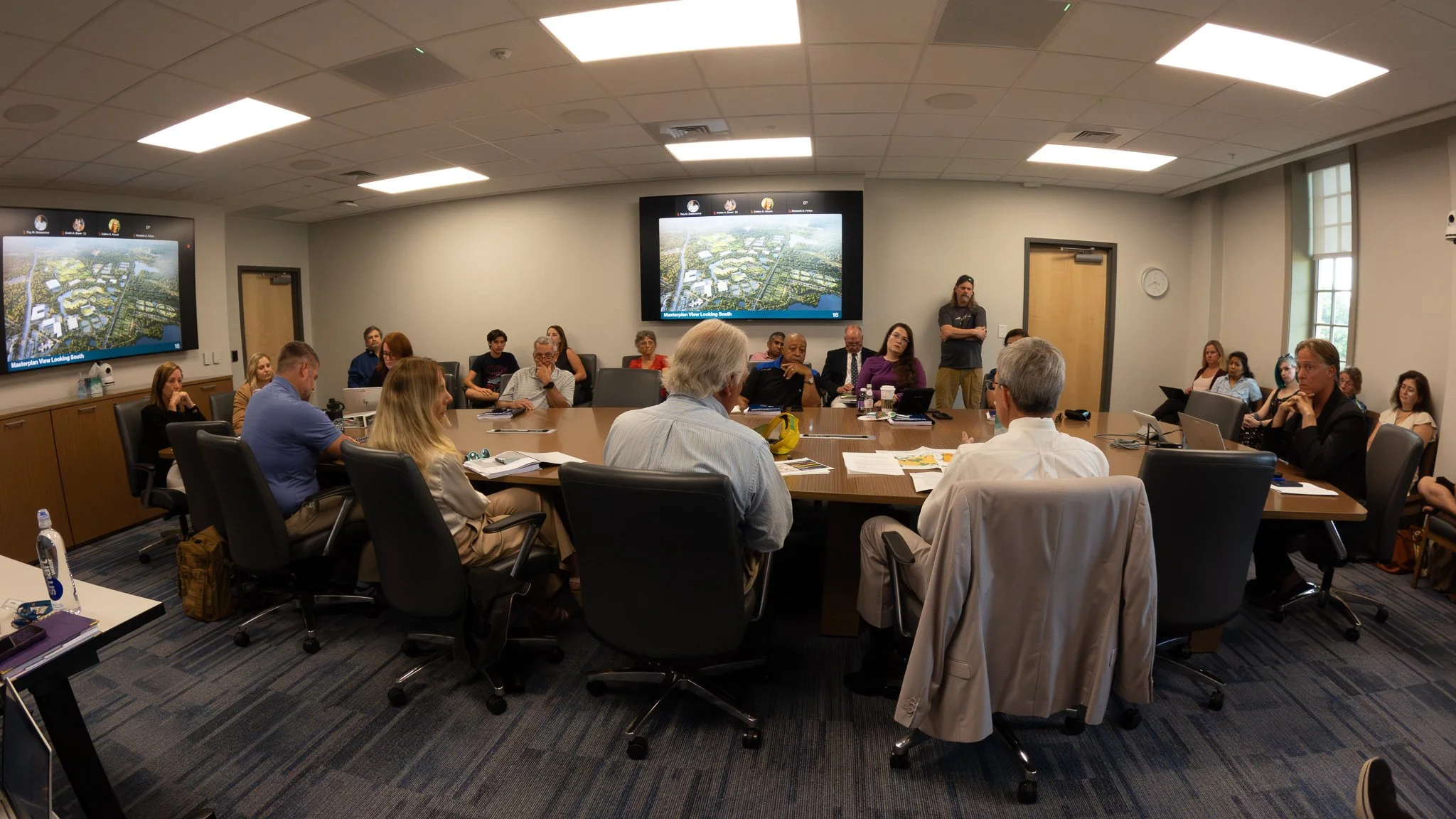 The Virginia Beach Planning Commission views a presentation on development plans for the ITA