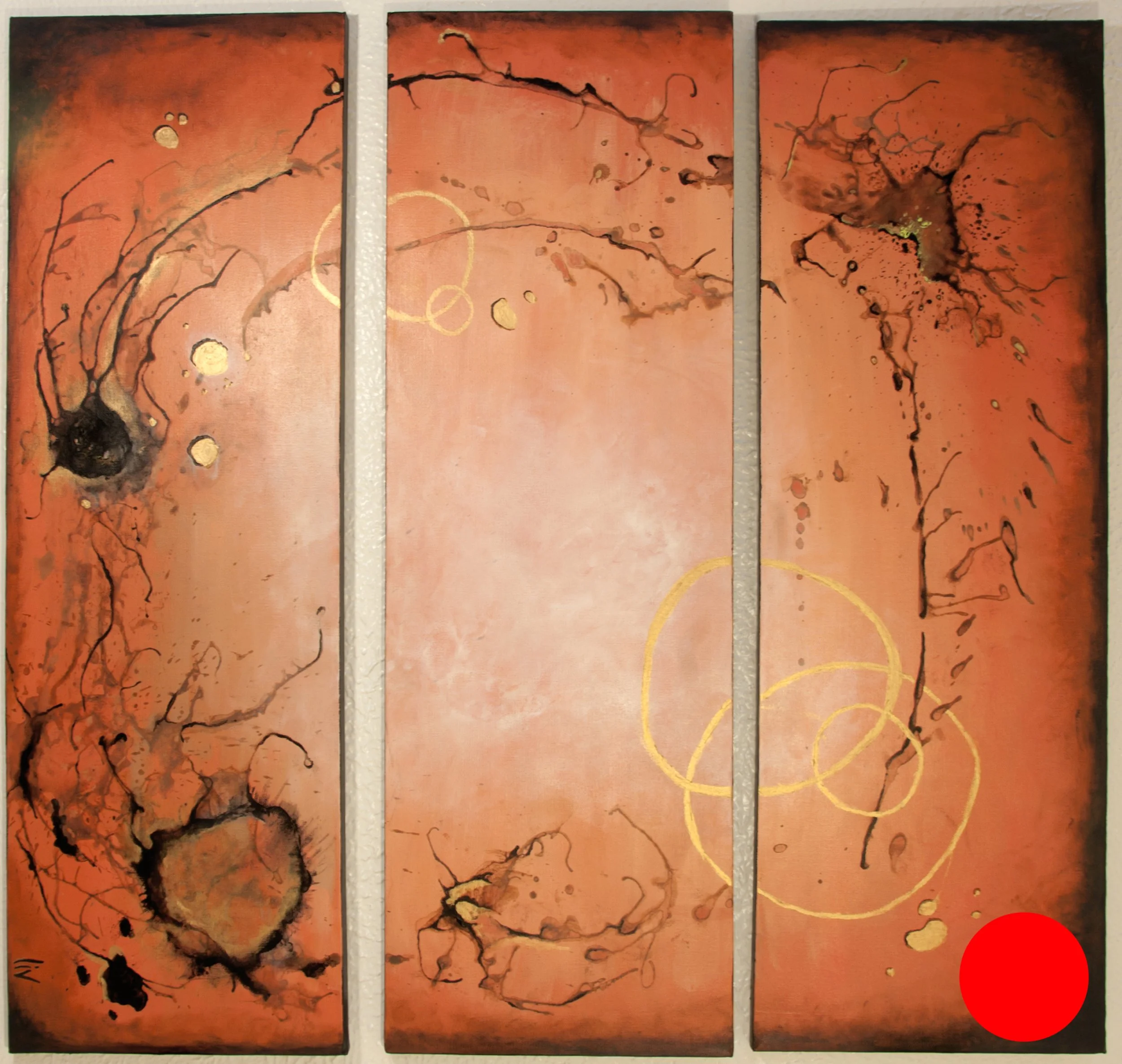 Life's Circle, 36" x 12", 3 Panel triptych, SOLD