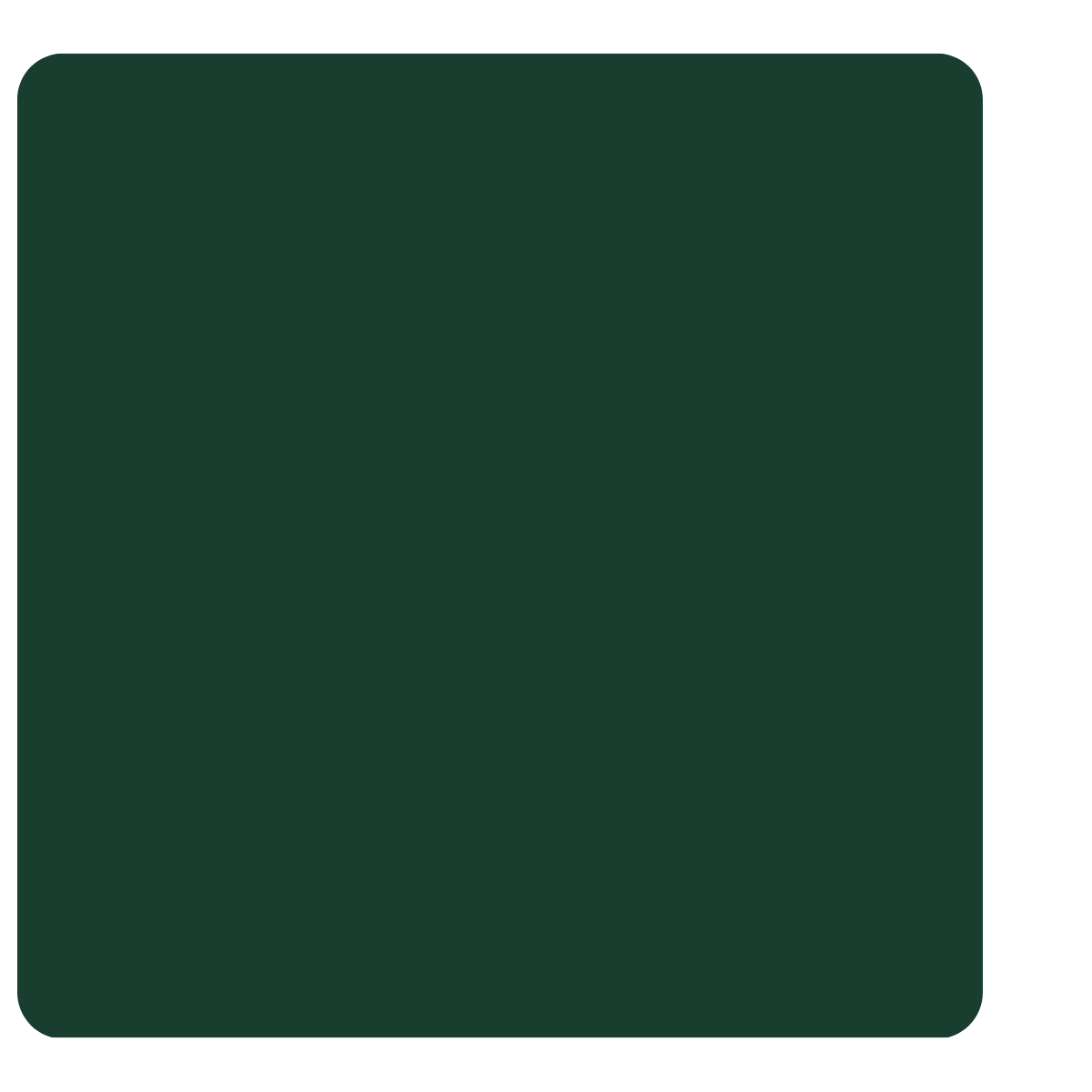 Green square with rounded corners.