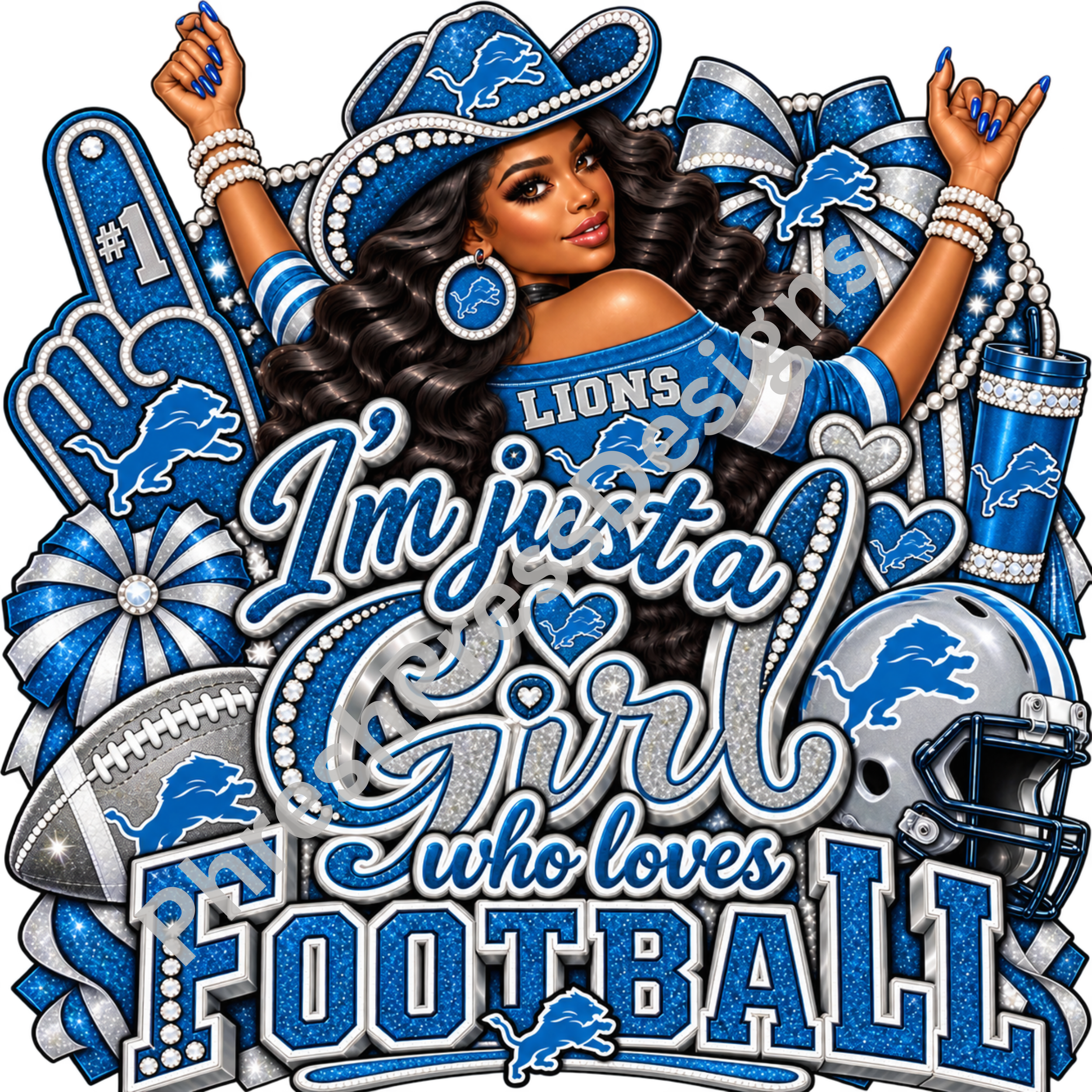 Just a Girl Who Loves Lions Football Digital Download