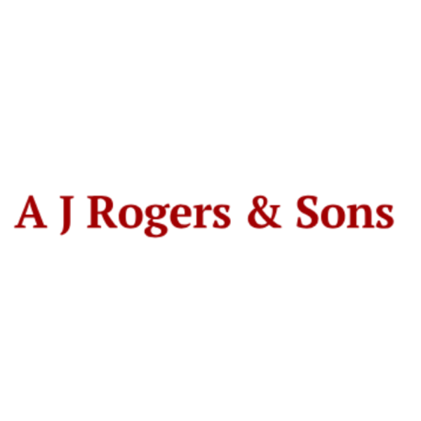 The logo of A J Rogers & Sons printed in red text on a white background.