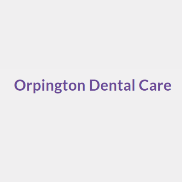 Orpington Dental Care logo with purple text on a light gray background.