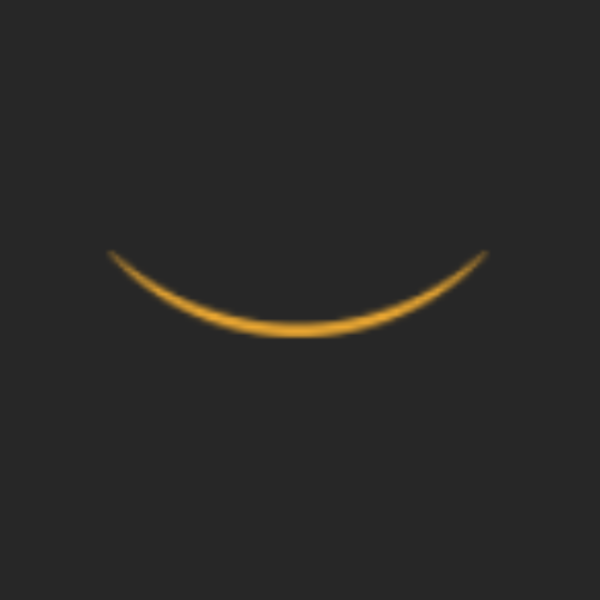 Close-up of a black object with a yellow curved line, resembling a minimalistic smile.