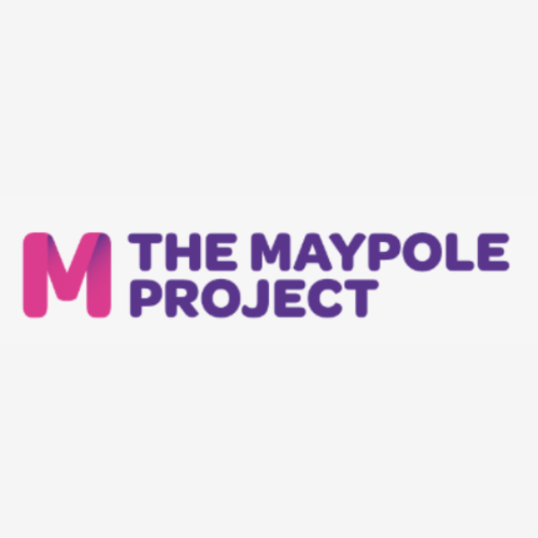 Logo with a pink and purple letter 'M' next to the text 'The Maypole Project' in purple.