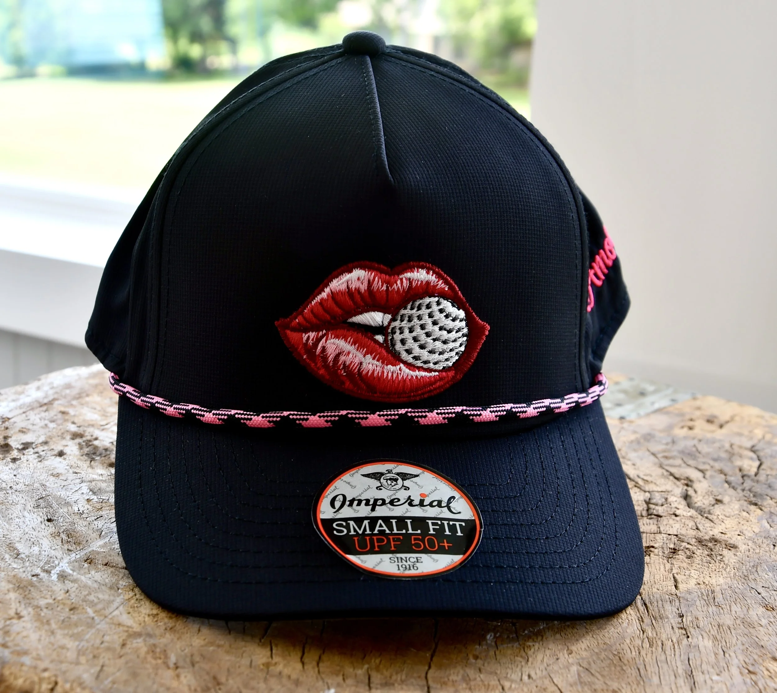 Front View Black & Pink Rope Hat.JPG