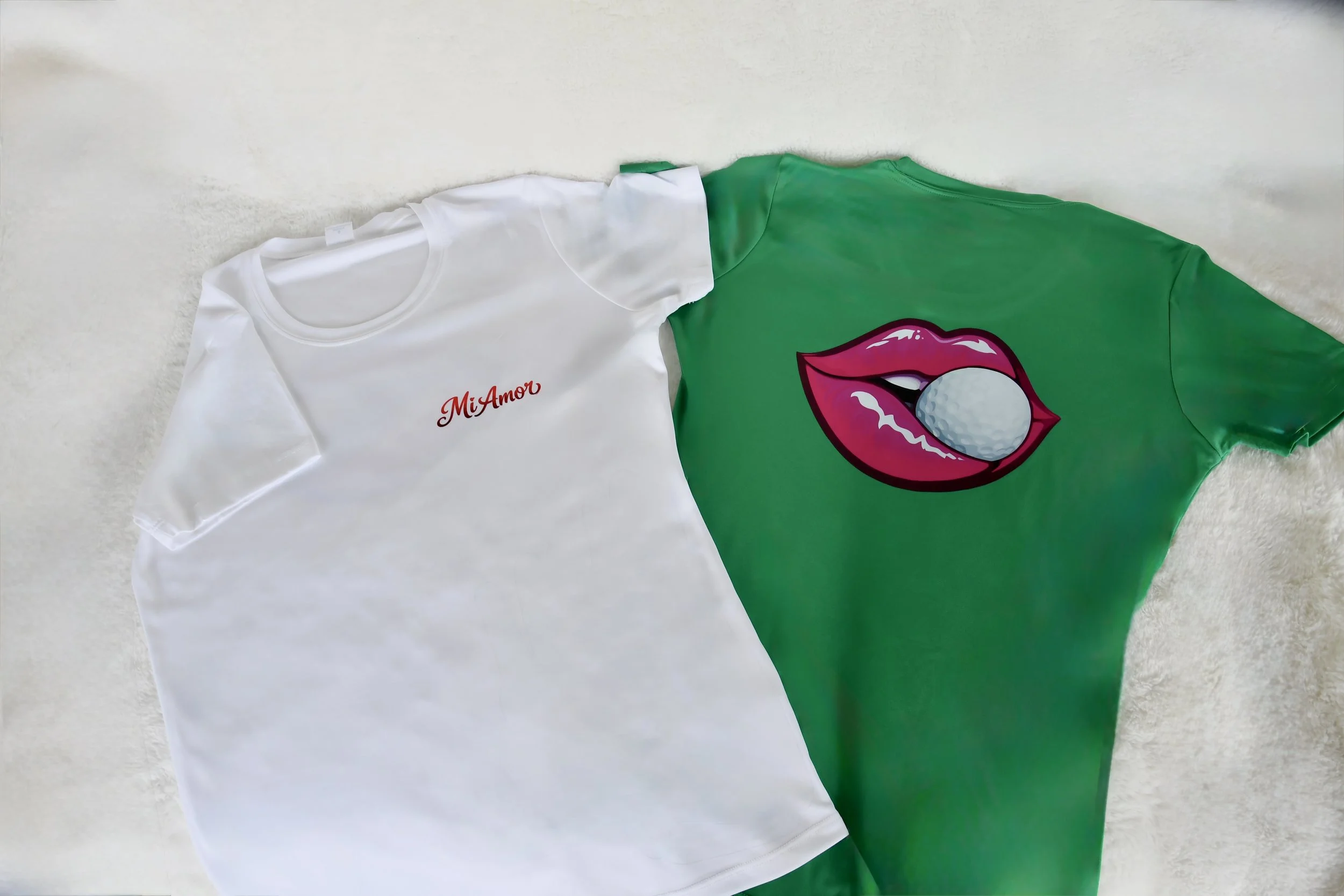 Ladies White & Green Golf Tees Front and Back.JPG
