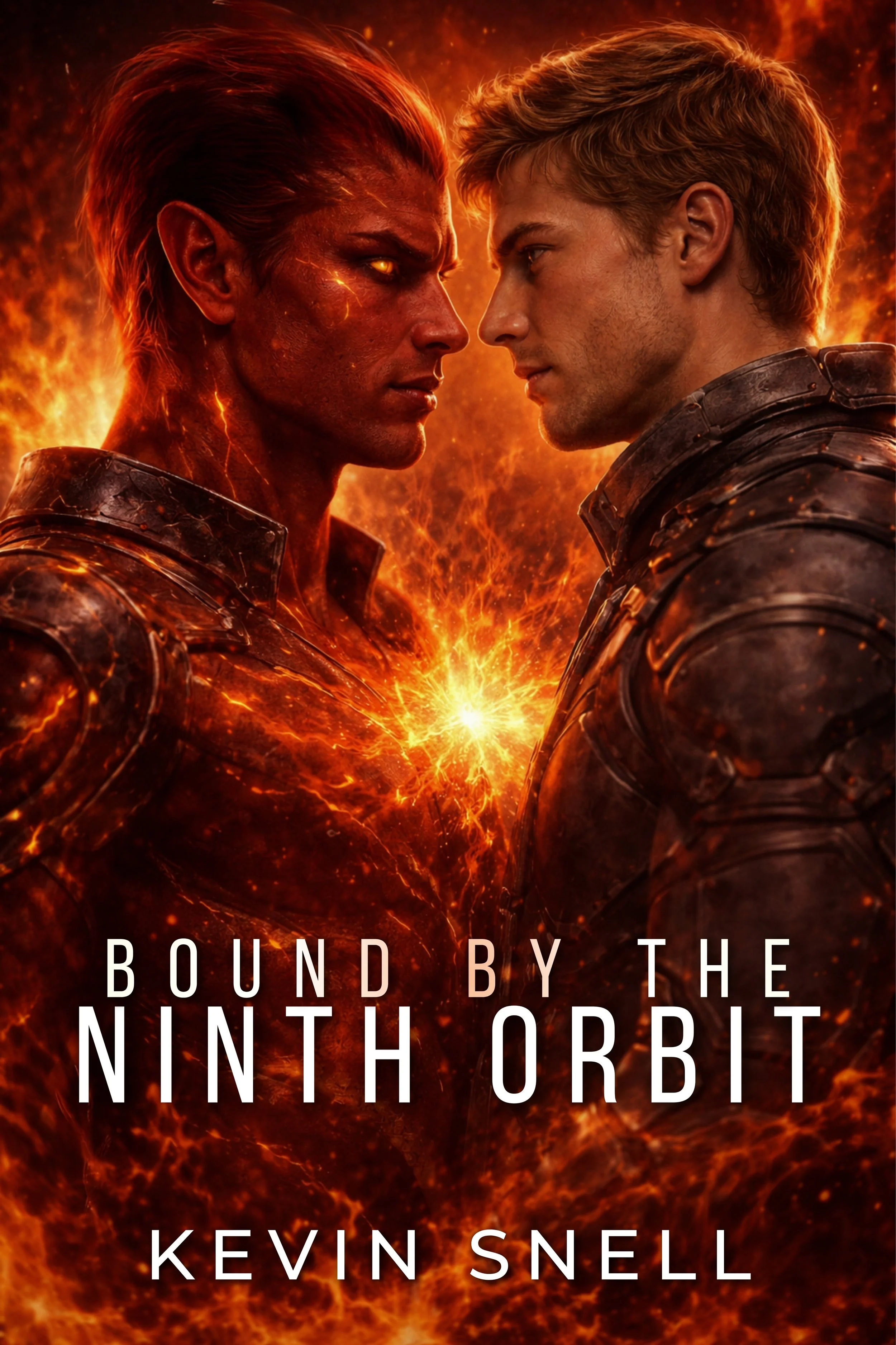 Bound by the Ninth Orbit by Kevin Snell, M/M alien romance with fated mates, sci-fi fantasy bond, and red alien warrior