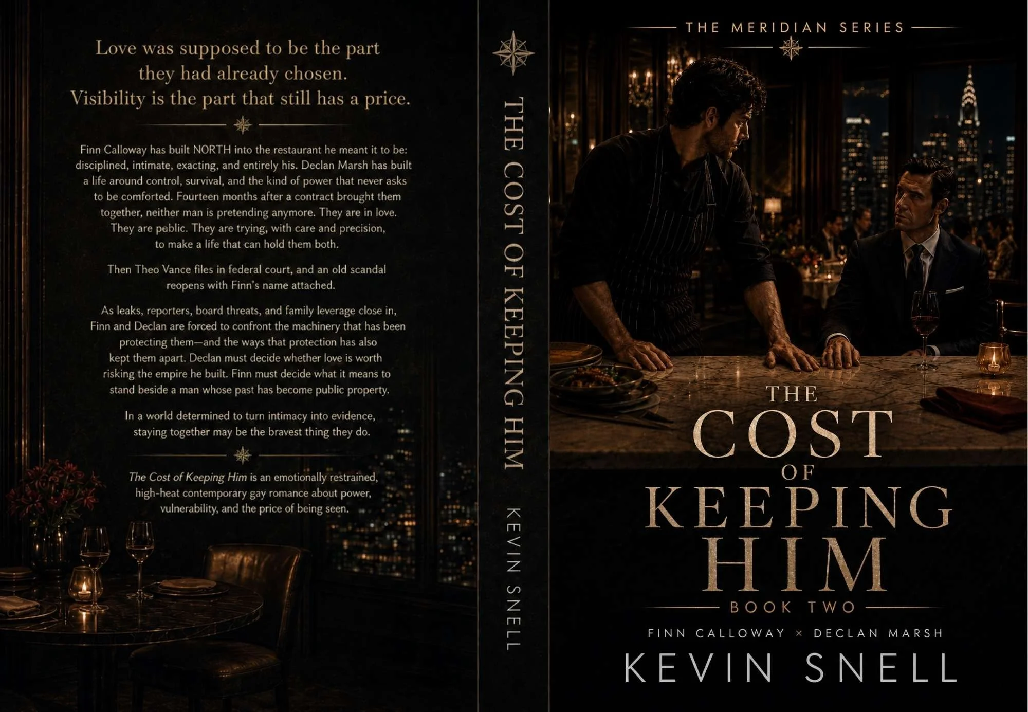 The Cost of Keeping Him by Kevin Snell paperback cover, emotional M/M romance about power, vulnerability, visibility, and the price of love