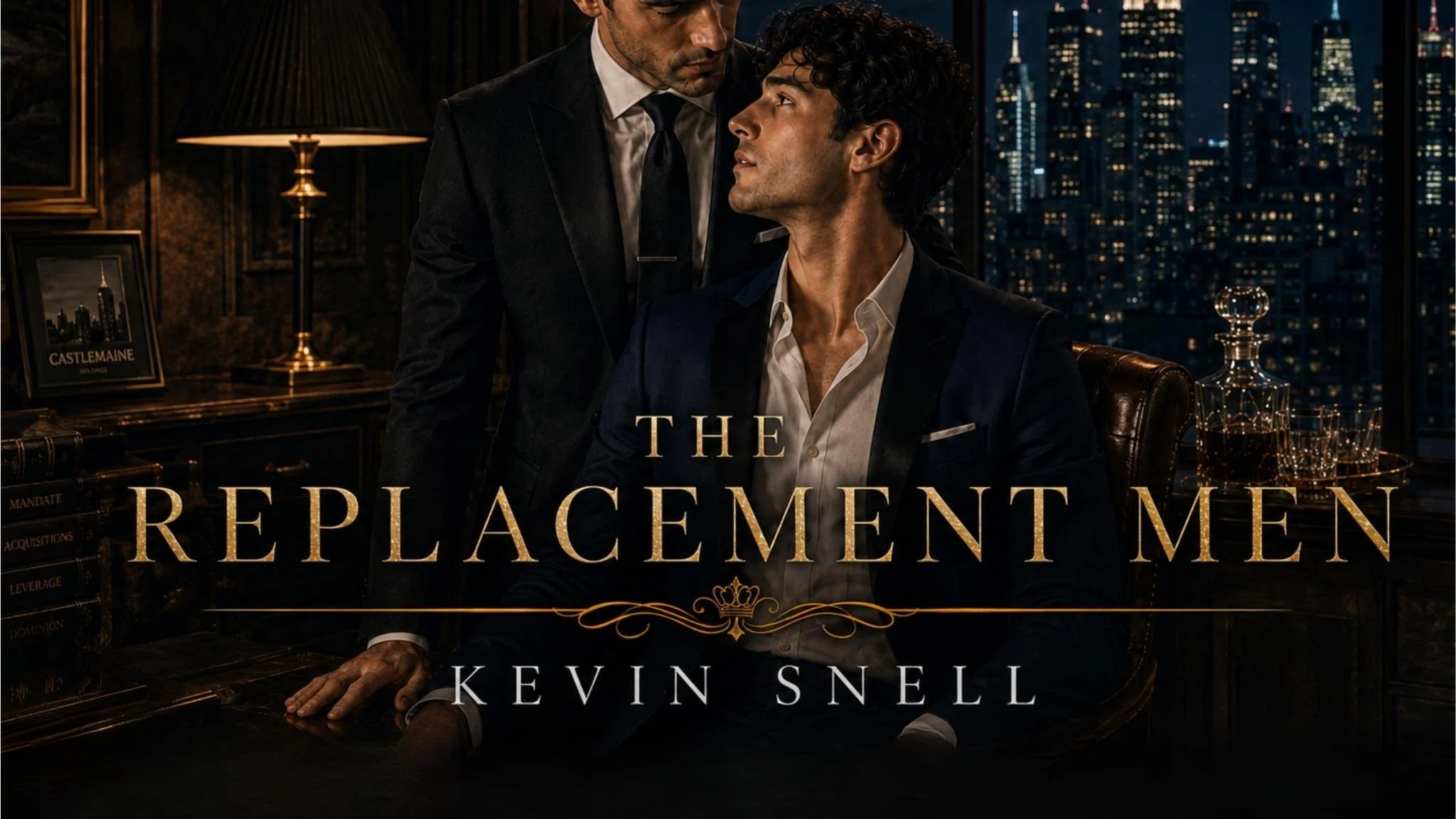 The Replacement Men by Kevin Snell, M/M romance series with fake dating, power, wealth, hired companions, and city desire-m/m-romance