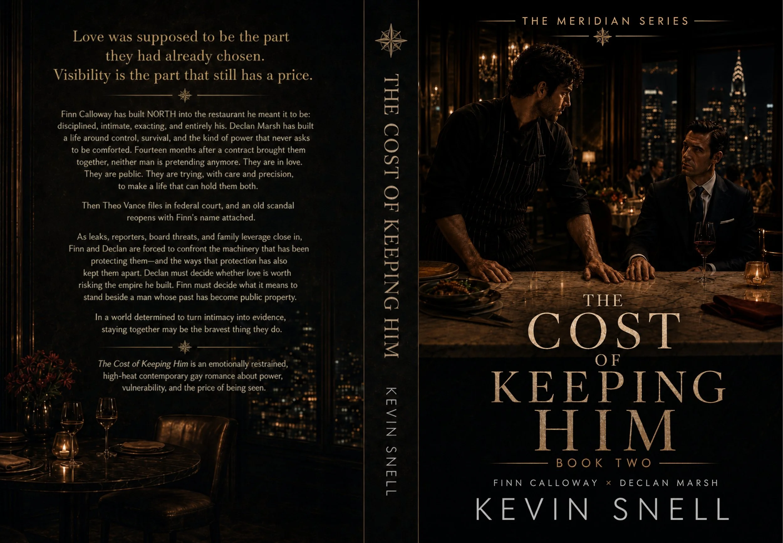 The Cost of Keeping Him by Kevin Snell paperback cover, emotional M/M romance about power, vulnerability, visibility, and the price of love