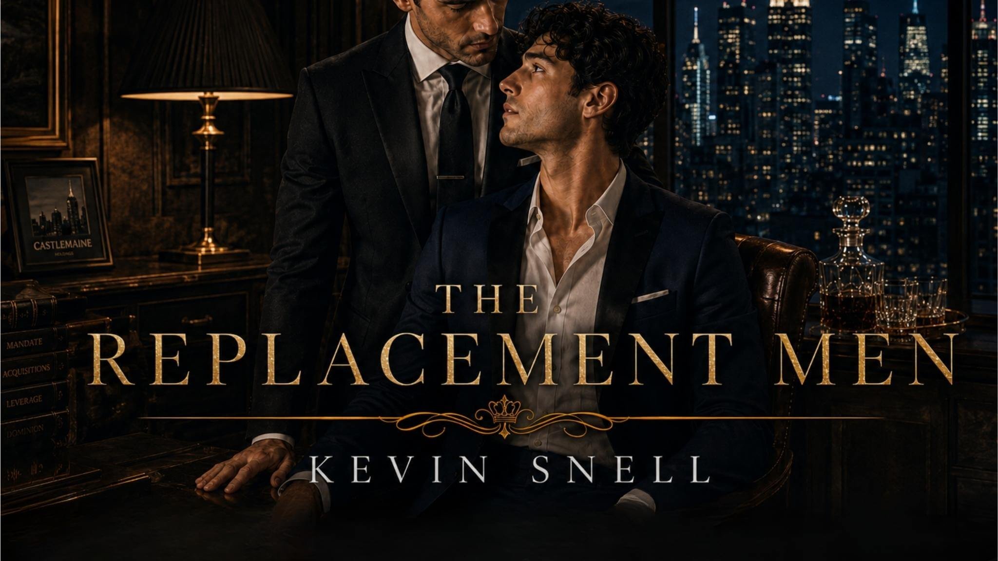 The Replacement Men by Kevin Snell, M/M romance series with fake dating, power, wealth, hired companions, and city desire