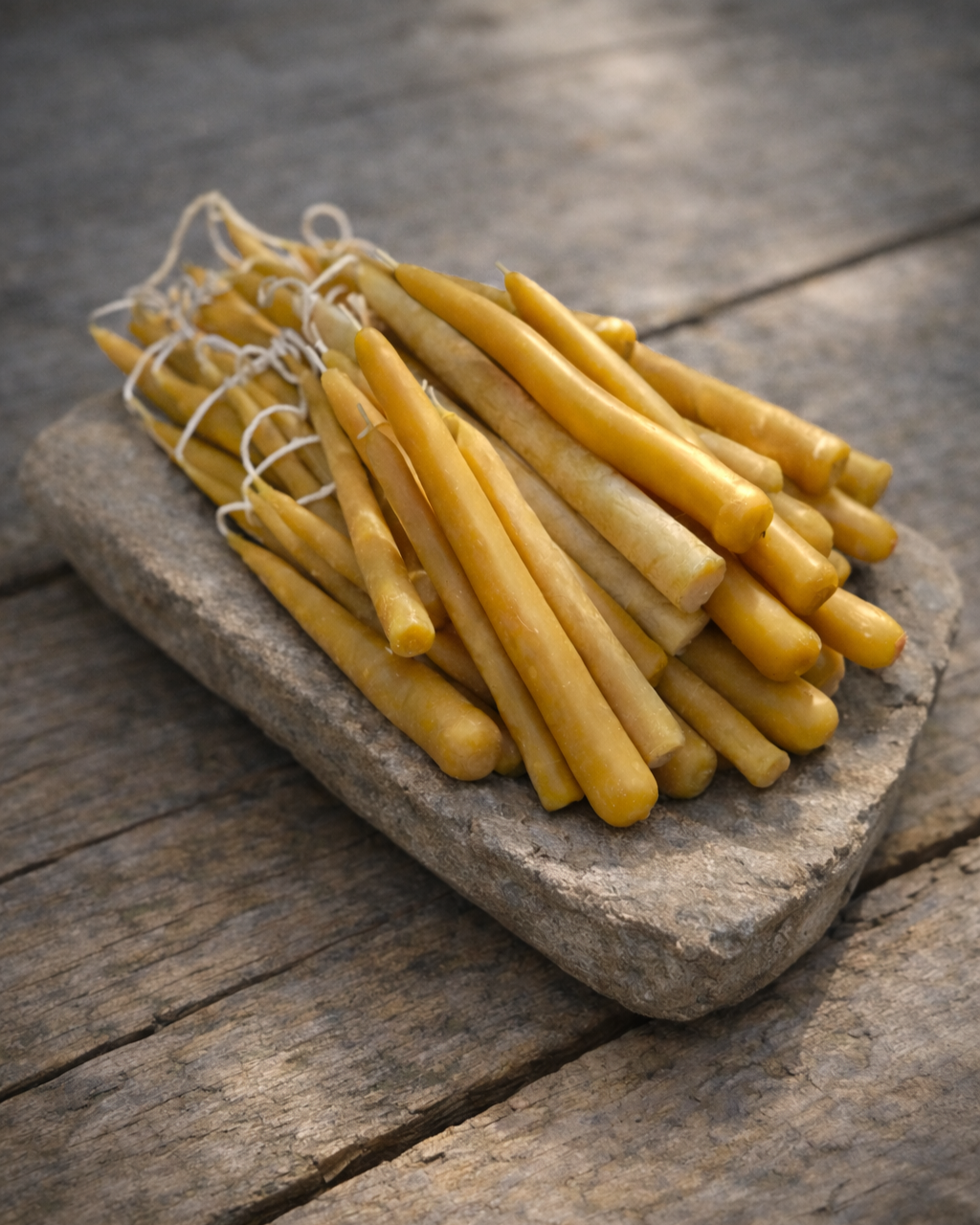 hand-dipped beeswax tapered candles
