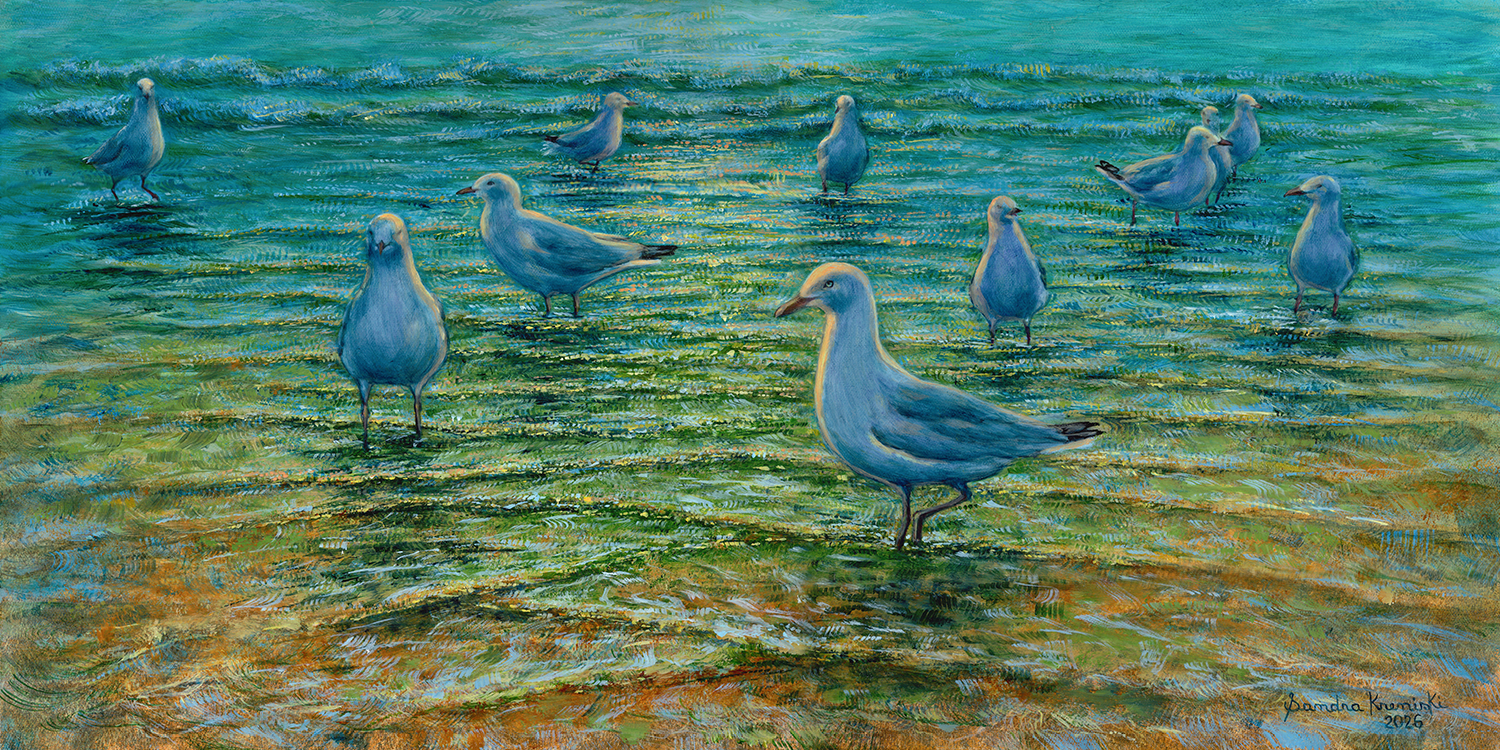Coastal Gathering, Kairaki Beach – original artwork