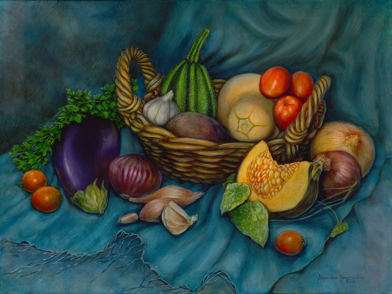 SandraKreniski_EggplantWithBasket_24X36inches.png